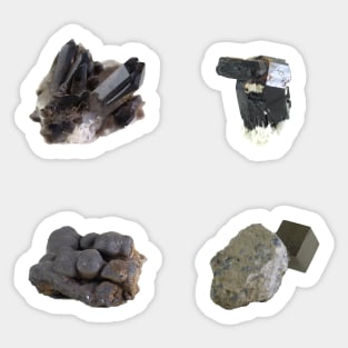 Mineral 4 Pack - Smoky Quartz, Pyrite, Tourmaline, Manganese Sticker